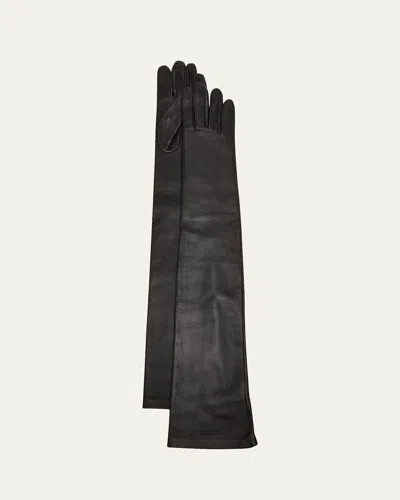 Balenciaga Long Lambskin Leather Gloves In Black