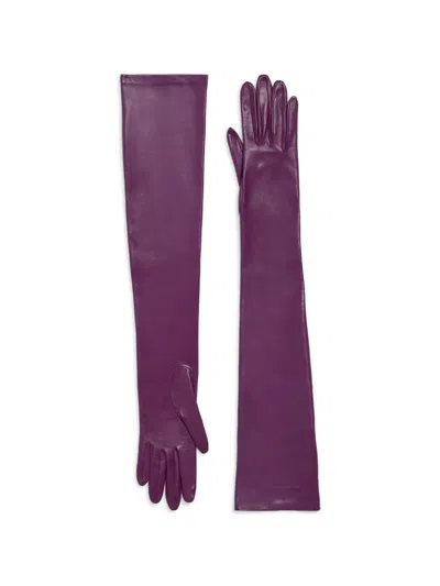 Balenciaga Long Leather Gloves In Purple