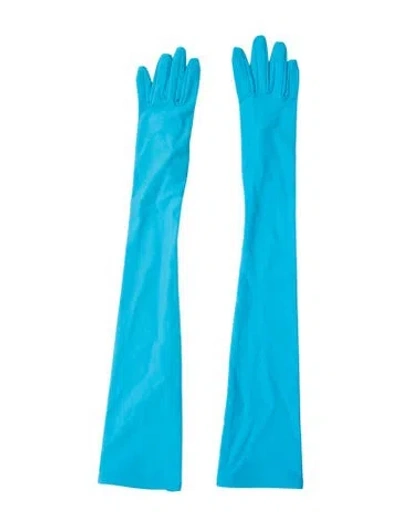 Pre-owned Balenciaga Long Nylon Gloves In Blue