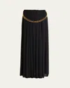 Balenciaga Black Long Pleaded Skirt With Belt In Tech Fabric Woman In Noir