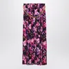 Balenciaga Pleated Floral Print Maxi Skirt In Brown