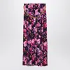 Balenciaga Pleated Floral Print Maxi Skirt In Purple