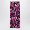 Balenciaga Pleated Floral Print Maxi Skirt In Purple