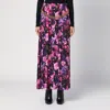 Balenciaga Pleated Floral Print Maxi Skirt In Purple