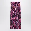 Balenciaga Pleated Floral Print Maxi Skirt In Purple