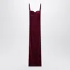 Balenciaga Long Plum-colored Velvet Dress In Red