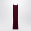 Balenciaga Long Plum-colored Velvet Dress In Burgundy