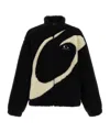 Balenciaga Oversized Fleece Texture High Neck Jacket In Black