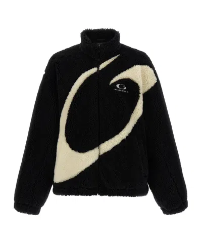 BALENCIAGA BALENCIAGA LOGO EMBROIDERED TEDDY JACKET