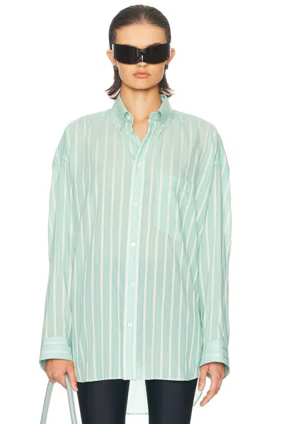 Balenciaga Striped Buttoned-up Shirt In Green
