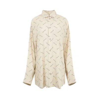 Pre-owned Balenciaga Long-sleeve Cocoon Shirt 'light Beige/black' | Women's Size M