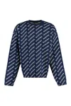 Balenciaga All-over Logo Crewneck Sweater In Blue