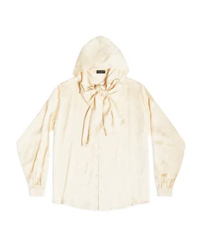 Balenciaga Long-sleeve Hooded Blouse In White