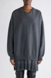 Balenciaga Long Sleeve Layered Sweater Dress In Gray