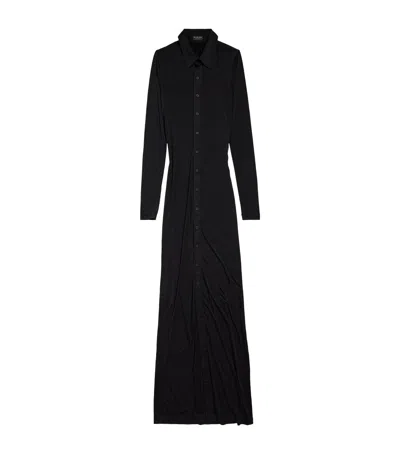 Balenciaga Long-sleeve Maxi Dress In Black