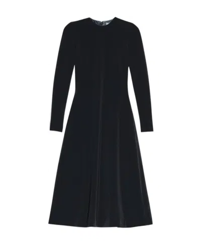 Balenciaga Long-sleeve Midi Dress In Black