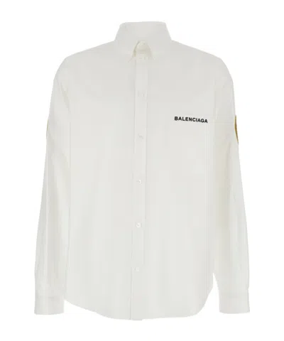 BALENCIAGA BALENCIAGA LOGO EMBROIDERED LONG-SLEEVED SHIRT