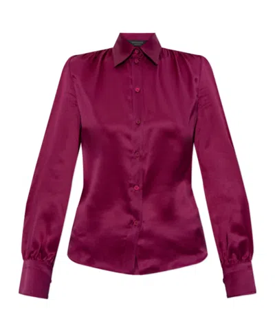 Balenciaga Long-sleeved Silk Shirt In Pink