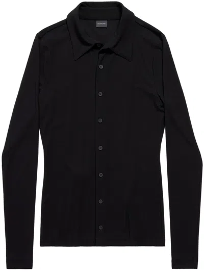 Balenciaga Long-sleeve Stretch Shirt In Black