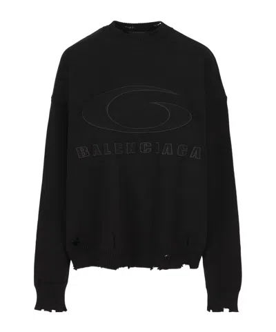 Balenciaga Long Sleeve Sweater In Black