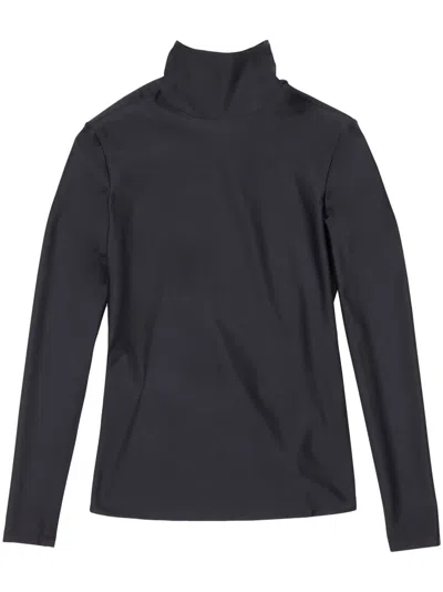 Balenciaga Long-sleeve Turtleneck Top In Black