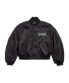 Balenciaga Paris Oversized Bomber Jacket In Black