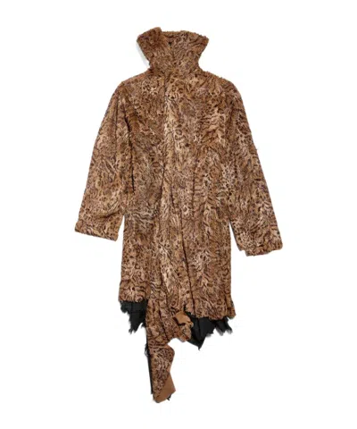 Balenciaga Maxi Faux Fur Coat In Synthetic In 9501 Beige