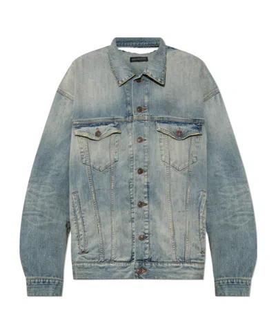 BALENCIAGA BALENCIAGA COLLARED BUTTON-UP DENIM JACKET
