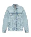 Balenciaga Long-sleeved Denim Jacket In Blue