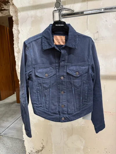 Balenciaga Long-sleeved Denim Jacket In Blue