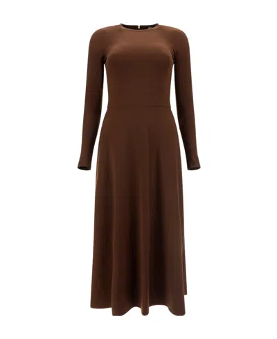 Balenciaga Long-sleeved Dress In Brown