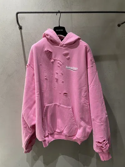 BALENCIAGA BALENCIAGA LOGO PRINTED DISTRESSED HOODIE