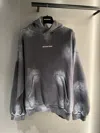 Balenciaga Logo Embroidered Hooded Sweatshirt In Gray