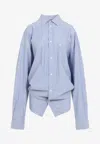 Balenciaga Long-sleeved Knotted Shirt In Blue