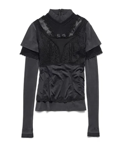 Balenciaga Long-sleeved Layered T-shirt In Black