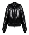 Balenciaga Ostrich-effect Bomber Jacket In Black
