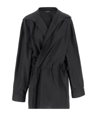 Balenciaga Long-sleeved Mini Dress In Black