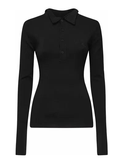 Balenciaga Long-sleeved Polo Shirt In Black