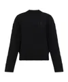 Balenciaga Cable Knit Logo Crew Neck Sweater In Black