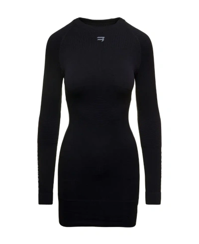 Balenciaga Long-sleeved Ribbed Minidress In Black