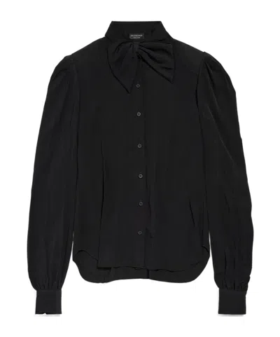 Balenciaga Long-sleeved Shirt In Black