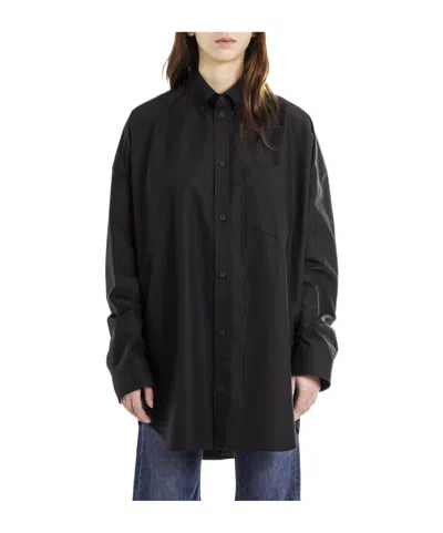 Balenciaga Long-sleeved Shirt In Black
