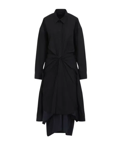 BALENCIAGA BALENCIAGA COLLARED GATHERED LONG SHIRT