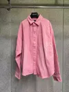 Balenciaga Distressed Long-sleeved Logo Shirt In Pink