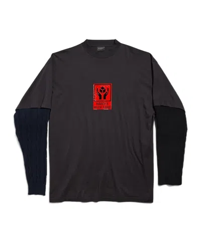 Balenciaga Long-sleeved Spliced T-shirt In Black