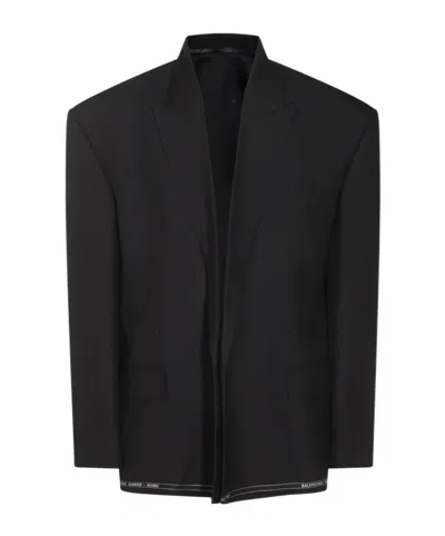 Balenciaga Long-sleeved Suit Jacket In Black