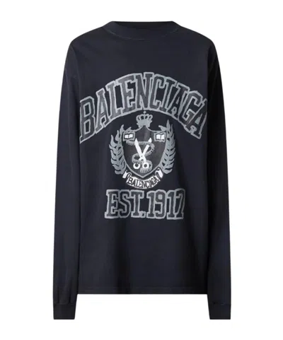 Balenciaga Long-sleeved T-shirt In Black