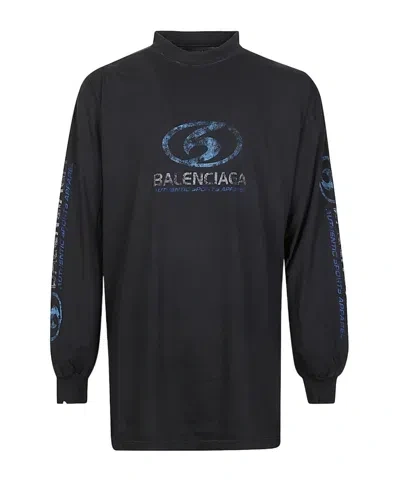 Balenciaga Long-sleeved T-shirt In Black