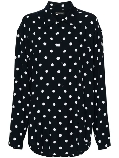 Balenciaga Hemd Mit Polka Dots In Blau