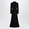 Balenciaga Double-breasted Long Wool Blend Coat With Flared Hem In Black